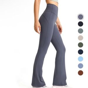 Women's High-Waisted Flare Pants - Gray